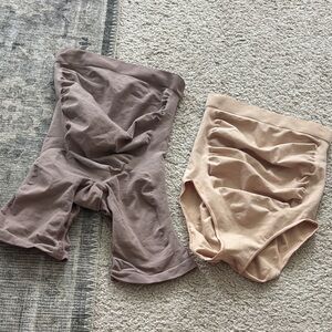 SKIMS High-Waist Shaping Briefs & Thigh Shaper - Taupe & Nude